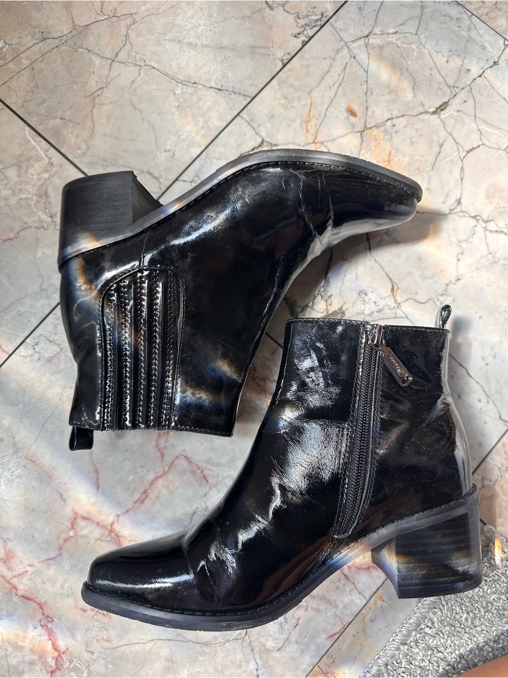 Blondo Black Patent Leather Ankle Booties with Side Zipper